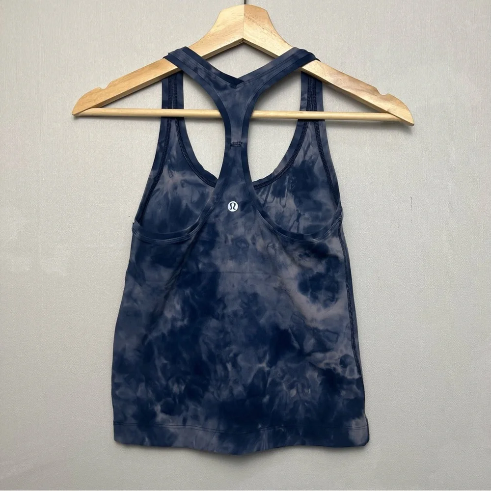 Lululemon‎ Cool Racerback Short Tank Top Nulu Diamond Dye Lunar Rock True Navy 4